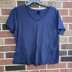 Hanes Navy Women's V-Neck Tee